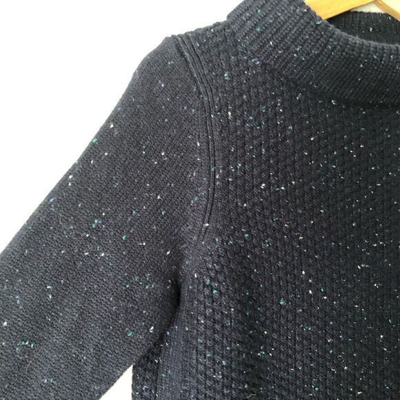 Talbots mock turtleneck dark blue sweater with button detail on the sides - Picture 6 of 10